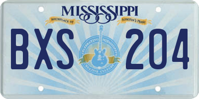 MS license plate BXS204