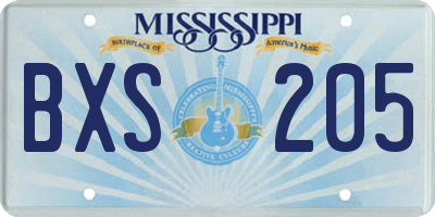 MS license plate BXS205