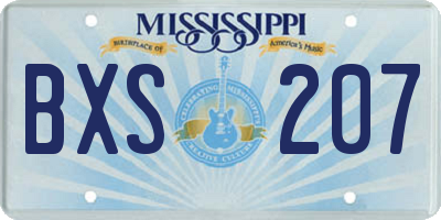 MS license plate BXS207