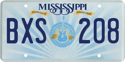 MS license plate BXS208
