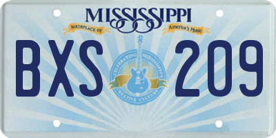 MS license plate BXS209