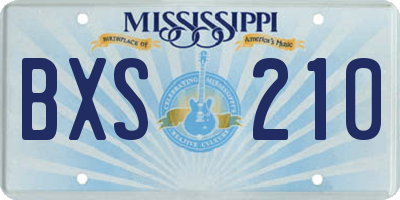 MS license plate BXS210