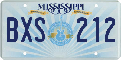 MS license plate BXS212