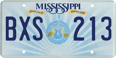 MS license plate BXS213