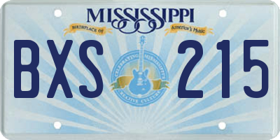 MS license plate BXS215
