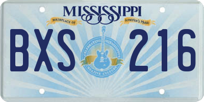 MS license plate BXS216