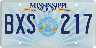 MS license plate BXS217