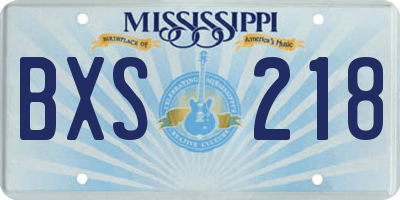 MS license plate BXS218