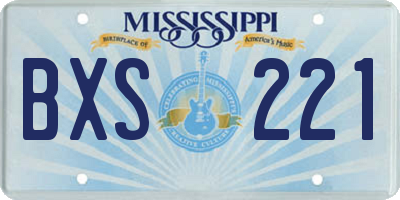 MS license plate BXS221