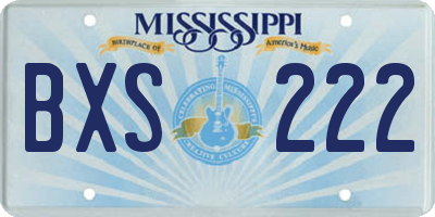 MS license plate BXS222