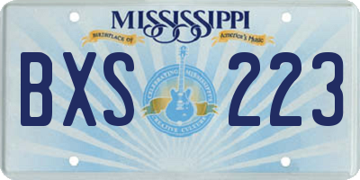 MS license plate BXS223