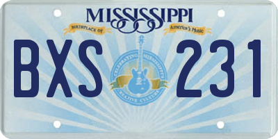 MS license plate BXS231