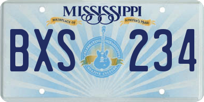 MS license plate BXS234