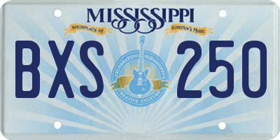 MS license plate BXS250
