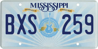 MS license plate BXS259