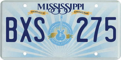 MS license plate BXS275