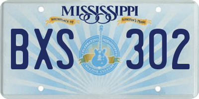 MS license plate BXS302