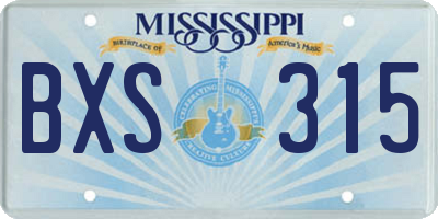 MS license plate BXS315