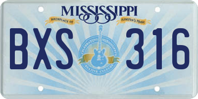 MS license plate BXS316