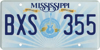 MS license plate BXS355