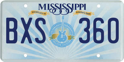 MS license plate BXS360
