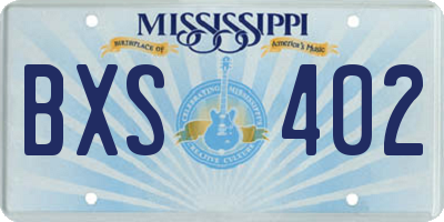 MS license plate BXS402