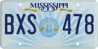 MS license plate BXS478