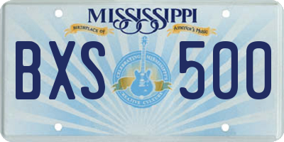 MS license plate BXS500