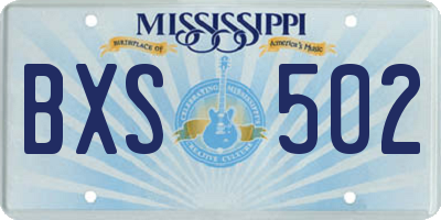 MS license plate BXS502