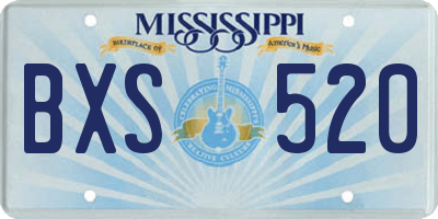 MS license plate BXS520
