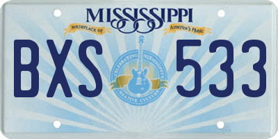 MS license plate BXS533