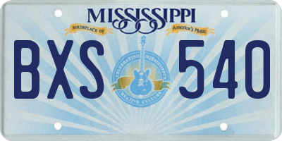 MS license plate BXS540