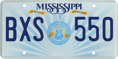 MS license plate BXS550