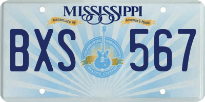 MS license plate BXS567