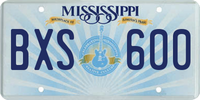 MS license plate BXS600