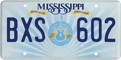 MS license plate BXS602