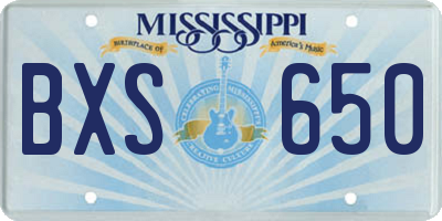 MS license plate BXS650