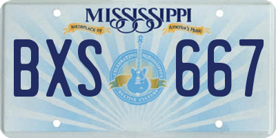MS license plate BXS667