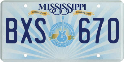 MS license plate BXS670
