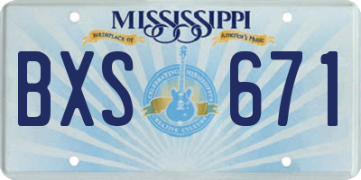 MS license plate BXS671