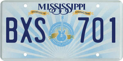 MS license plate BXS701