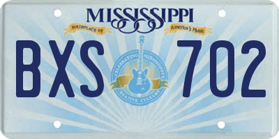 MS license plate BXS702