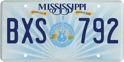 MS license plate BXS792