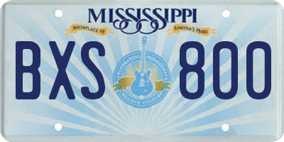 MS license plate BXS800