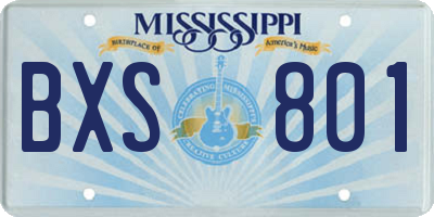 MS license plate BXS801