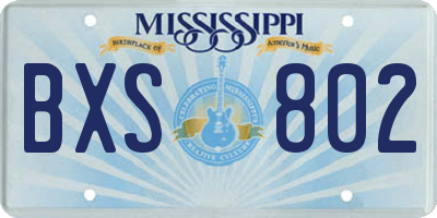 MS license plate BXS802