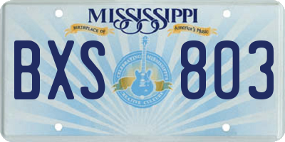 MS license plate BXS803