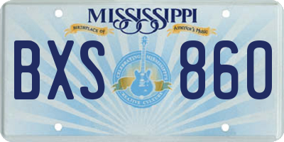 MS license plate BXS860
