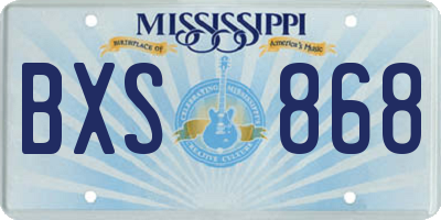 MS license plate BXS868