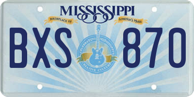 MS license plate BXS870